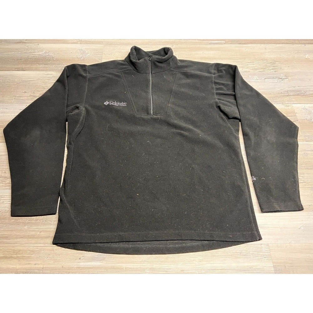 Vintage Columbia Fleece Pullover Sweater 1/4‎ Black Jacket Adult Size L Outdoors
